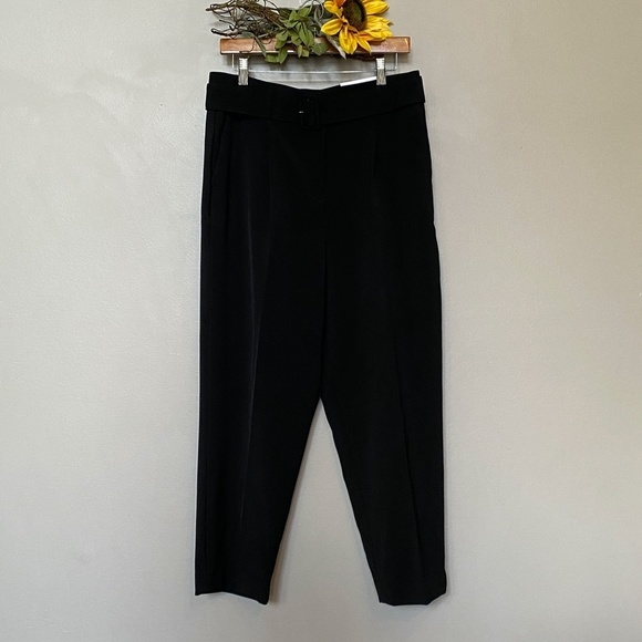 Ann Taylor High Rise The Belted Ankle Black Pants - Picture 3 of 5